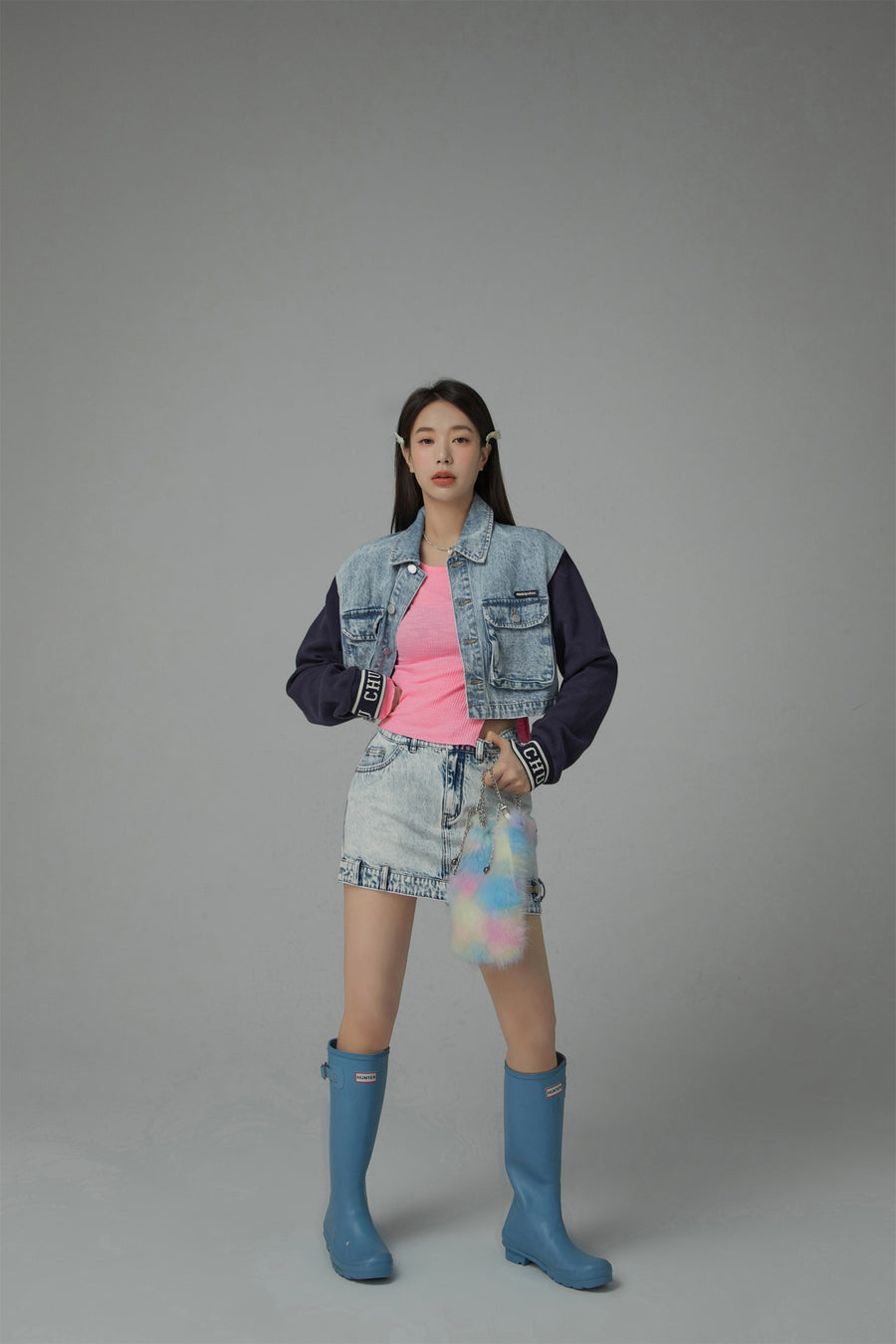 CHUU Slit Denim Skirt