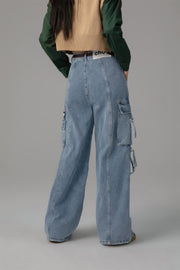 Downside Wide Denim Cargo Pants