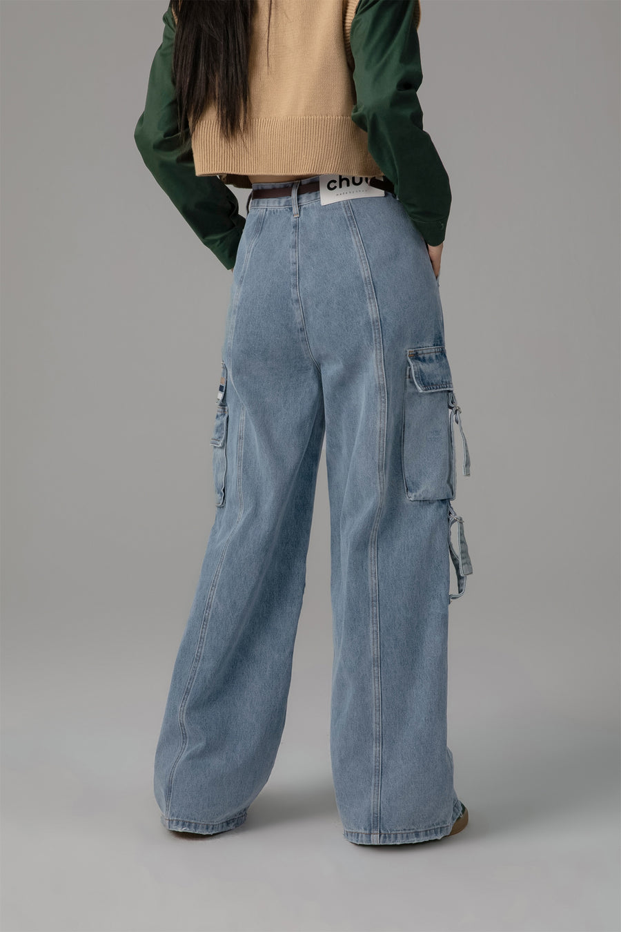 CHUU Downside Wide Denim Cargo Pants