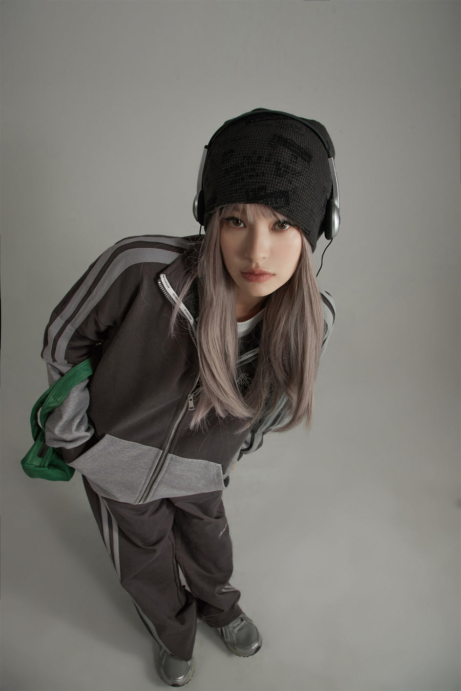 CHUU Color Matching Oversize Zip-Up Hoodie