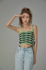 Chuu Logo Stripes Crop Cami Top