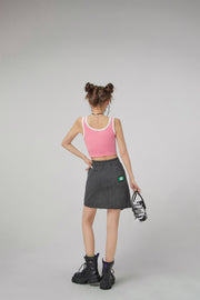 Front Button Crop Sleeveless Top