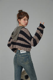 Pretty Bold Striped Cropped Knit Sweater