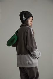 Color Matching Oversize Zip-Up Hoodie