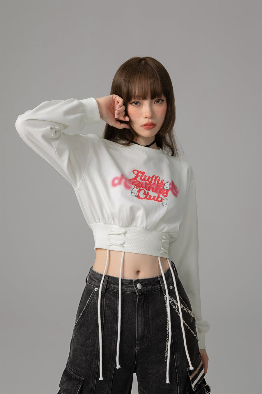 CHUU Red Bunny Cropped Sweater