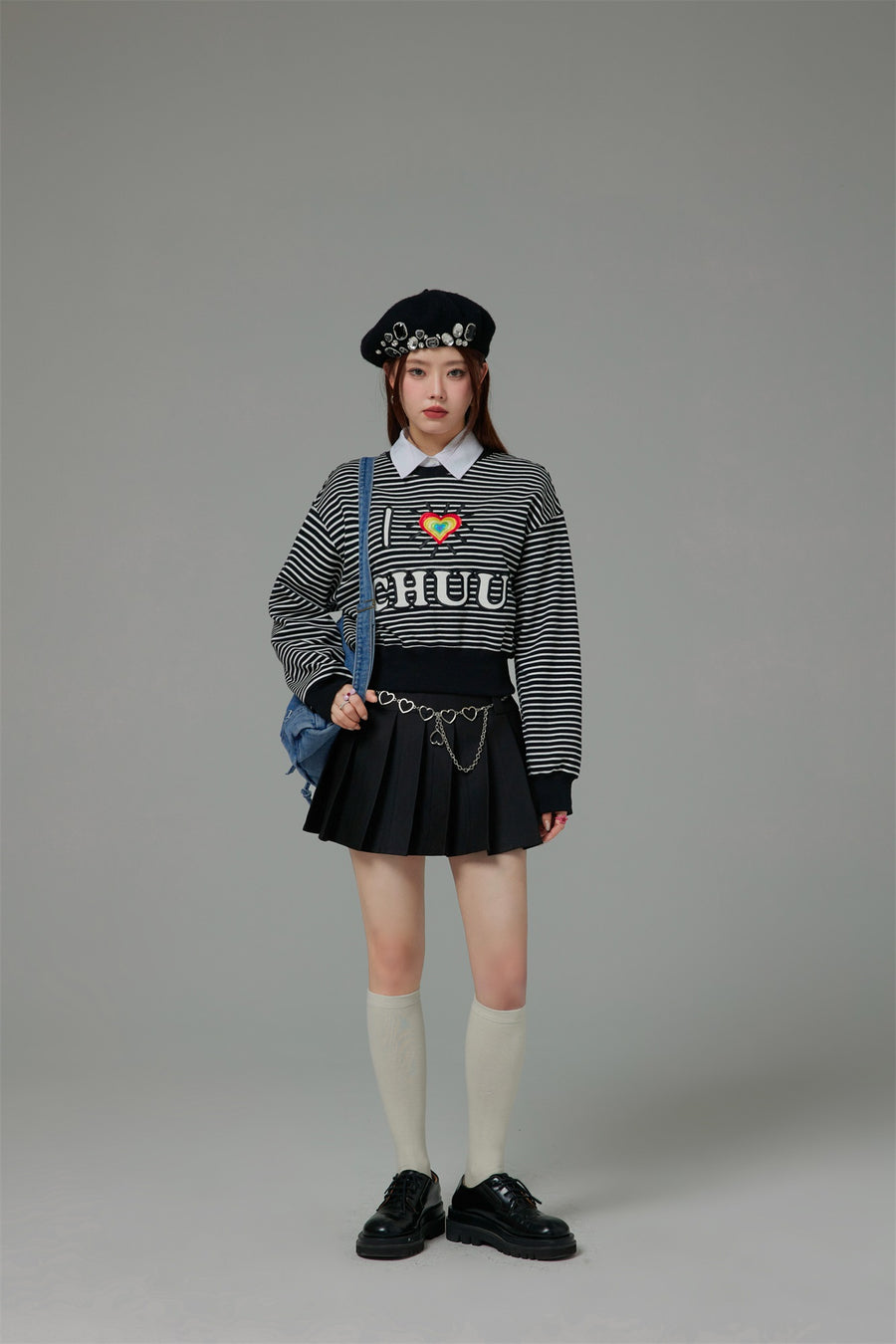 CHUU Shirred Cropped Shirt