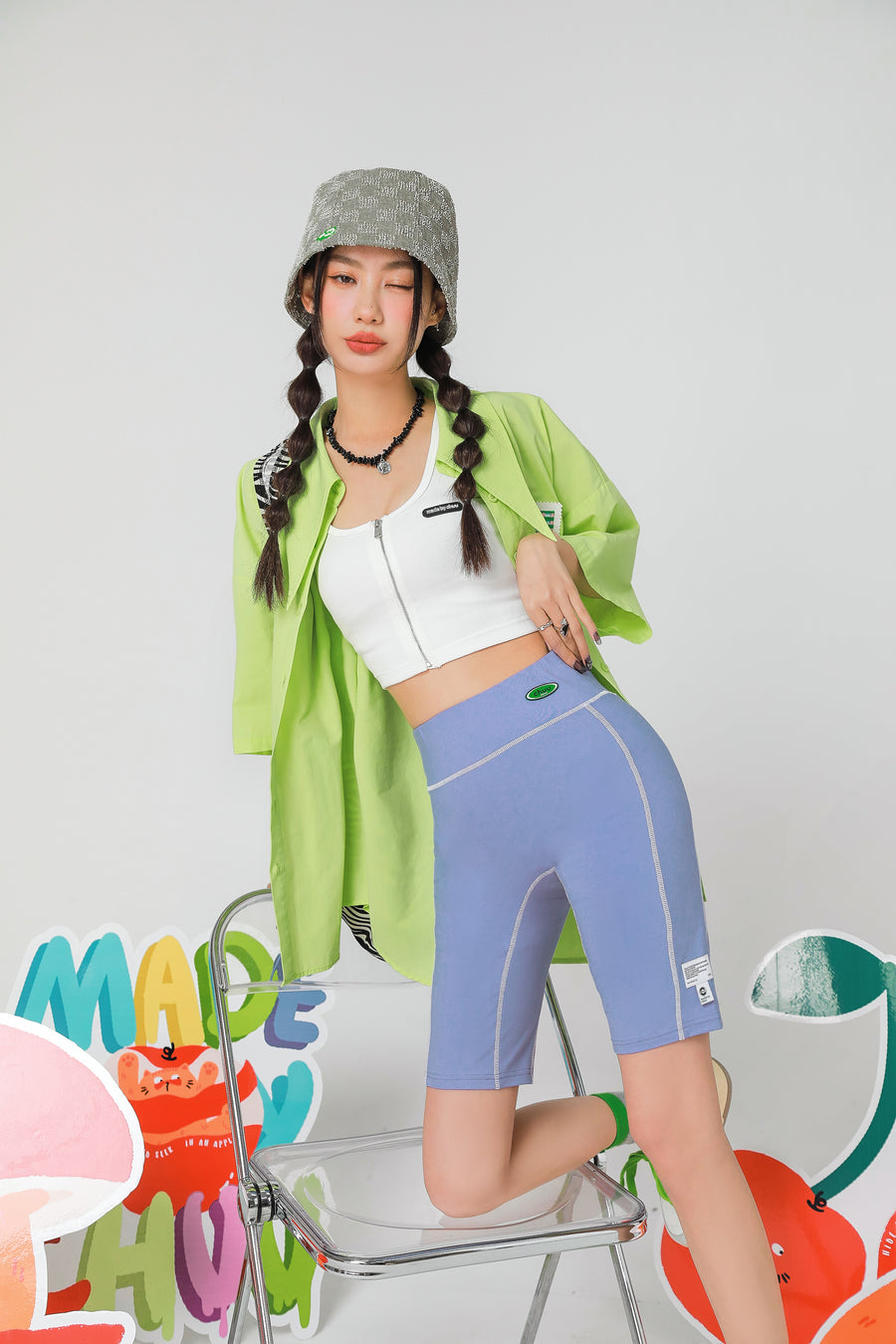 CHUU Color Matching Line Bermuda Shorts