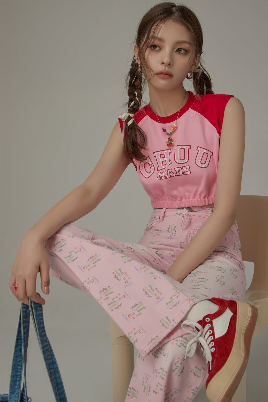 CHUU Color Matching Cropped Sleeveless Top