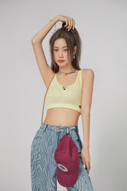 Cute Neckline Crop Sleeveless Top