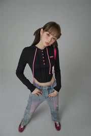 Kick It Colored Cropped Hooded Top