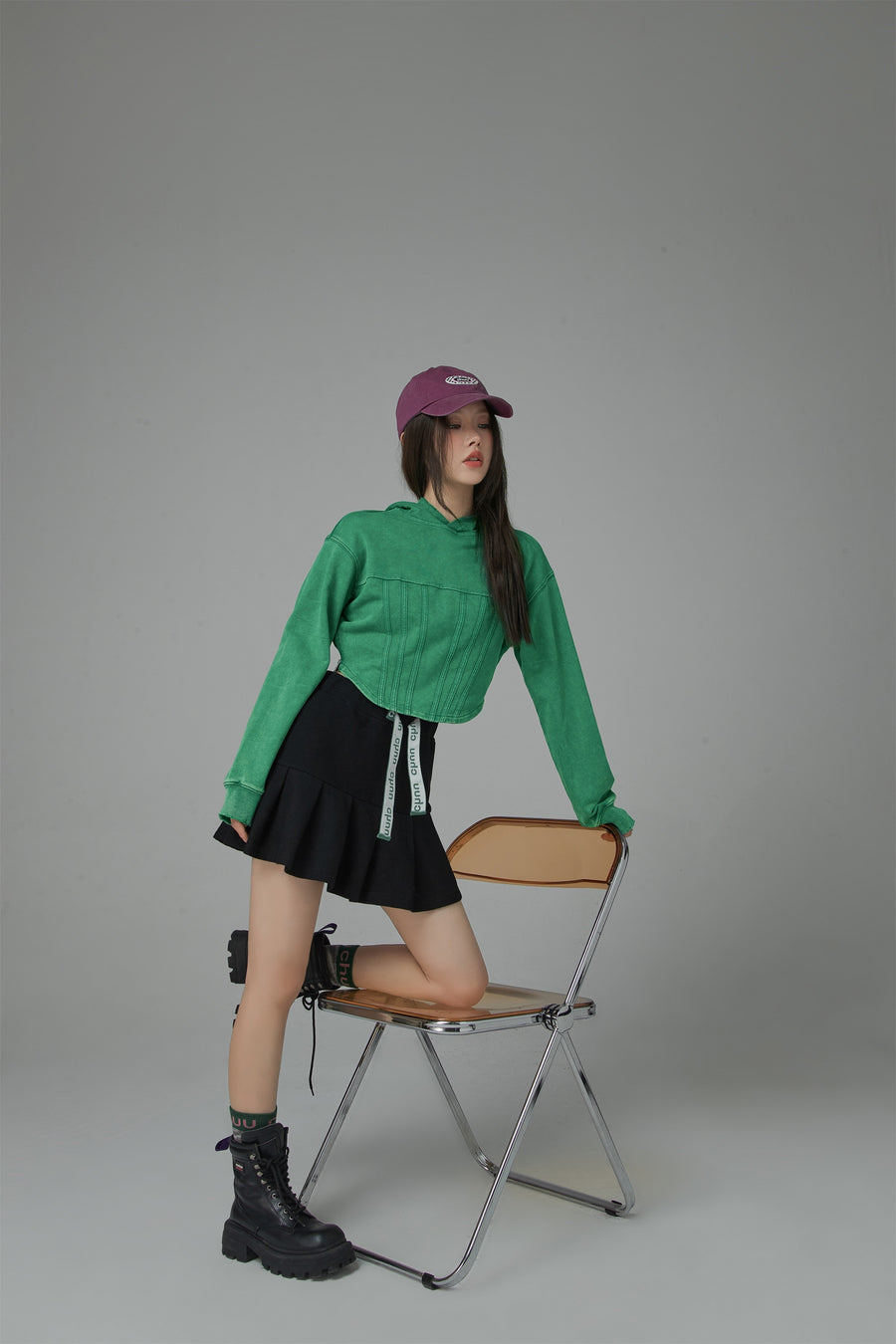 CHUU Waist Strings Pleated Tennis Skirt