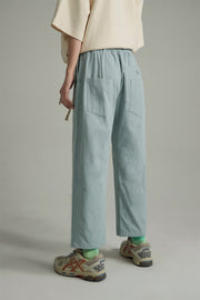 Cotton Ankle Cropped Straight Pants