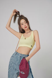 Cute Neckline Crop Sleeveless Top