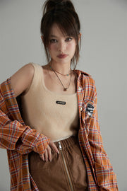 Lettering Soft Fluffly Sleeveless Crop Top