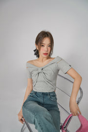 Shirring Off Shoulder T-Shirt