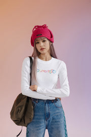 Color Embroidered Cropped T-Shirt