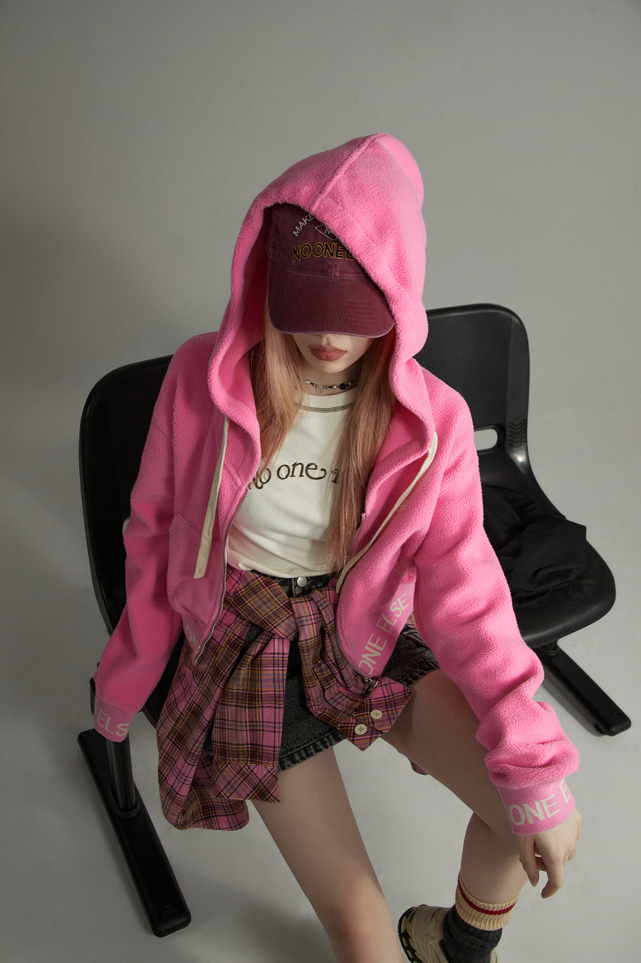 CHUU Fleece Loose Zip-Up Hoodie