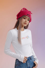 Color Embroidered Cropped T-Shirt