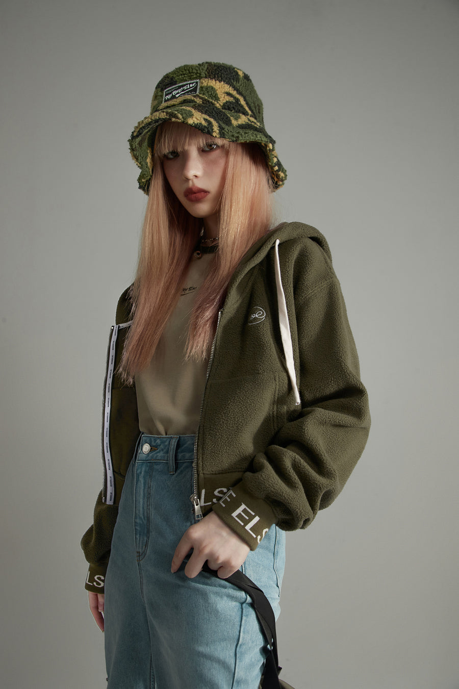 CHUU Fleece Loose Zip-Up Hoodie