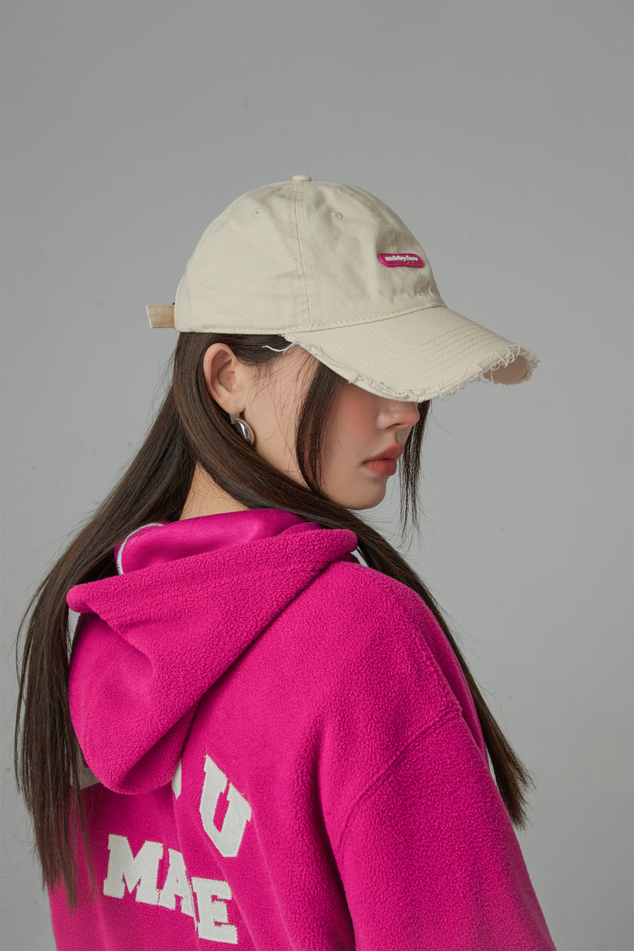 CHUU Raw Hem Ball Cap Hat