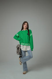 Solid Color Round Neck Sweatshirt