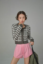 Stripes Chuu Logo Knit Cardigan