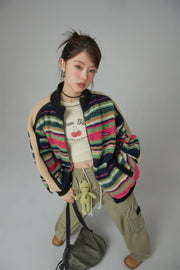 I See The Light Striped Fleece Overfit Jacket