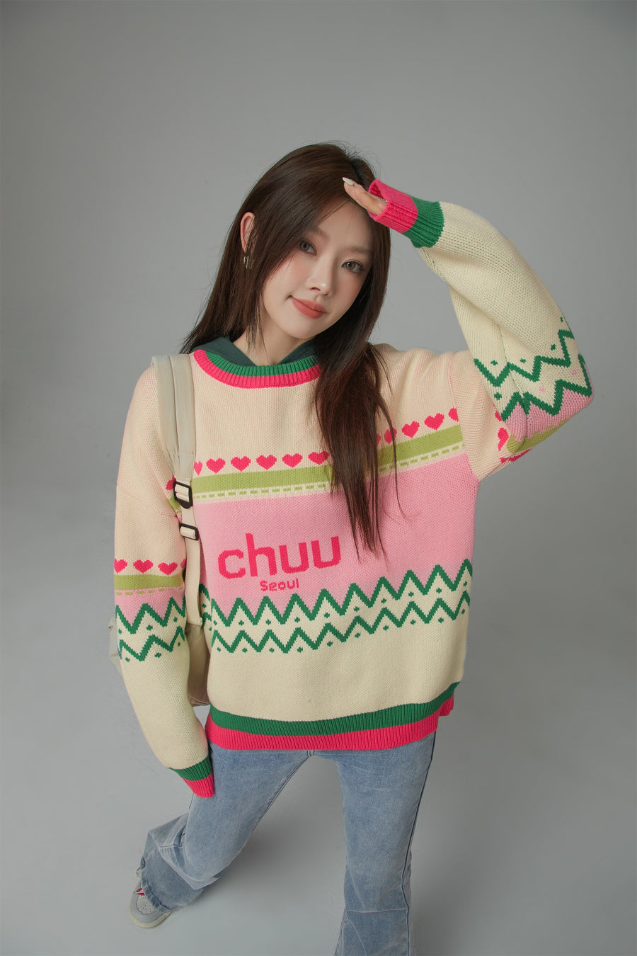 CHUU Feeling Festive Stripe Knit Sweater