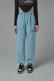 String Denim Jogger Pants