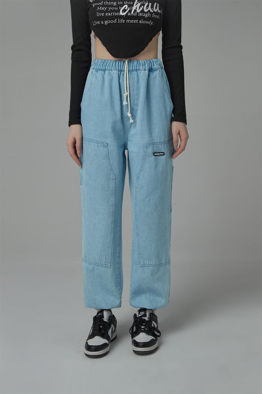 CHUU String Denim Jogger Pants