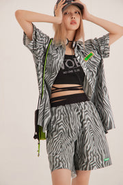 Zebra Print Loosefit Long Shirt