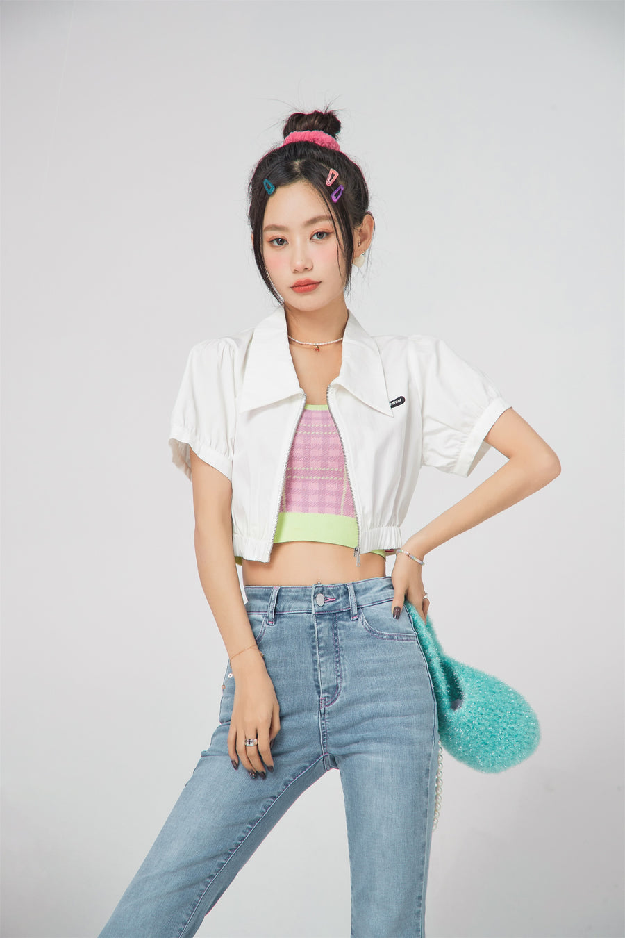 CHUU Puff Sleeve Cropped Shirt