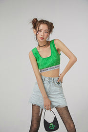 Frill Lace Sleeveless Crop Top