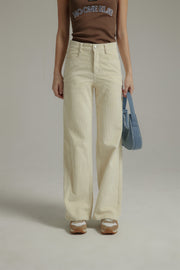 Neutral Corduroy Straight Pants