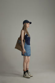 Unbalanced A-Line Denim Skirt