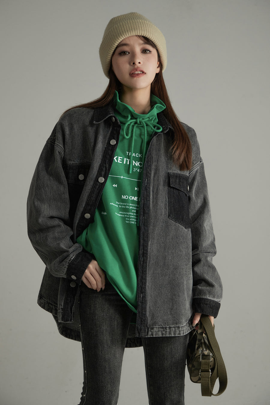 CHUU Pocket Wide Denim Shirt