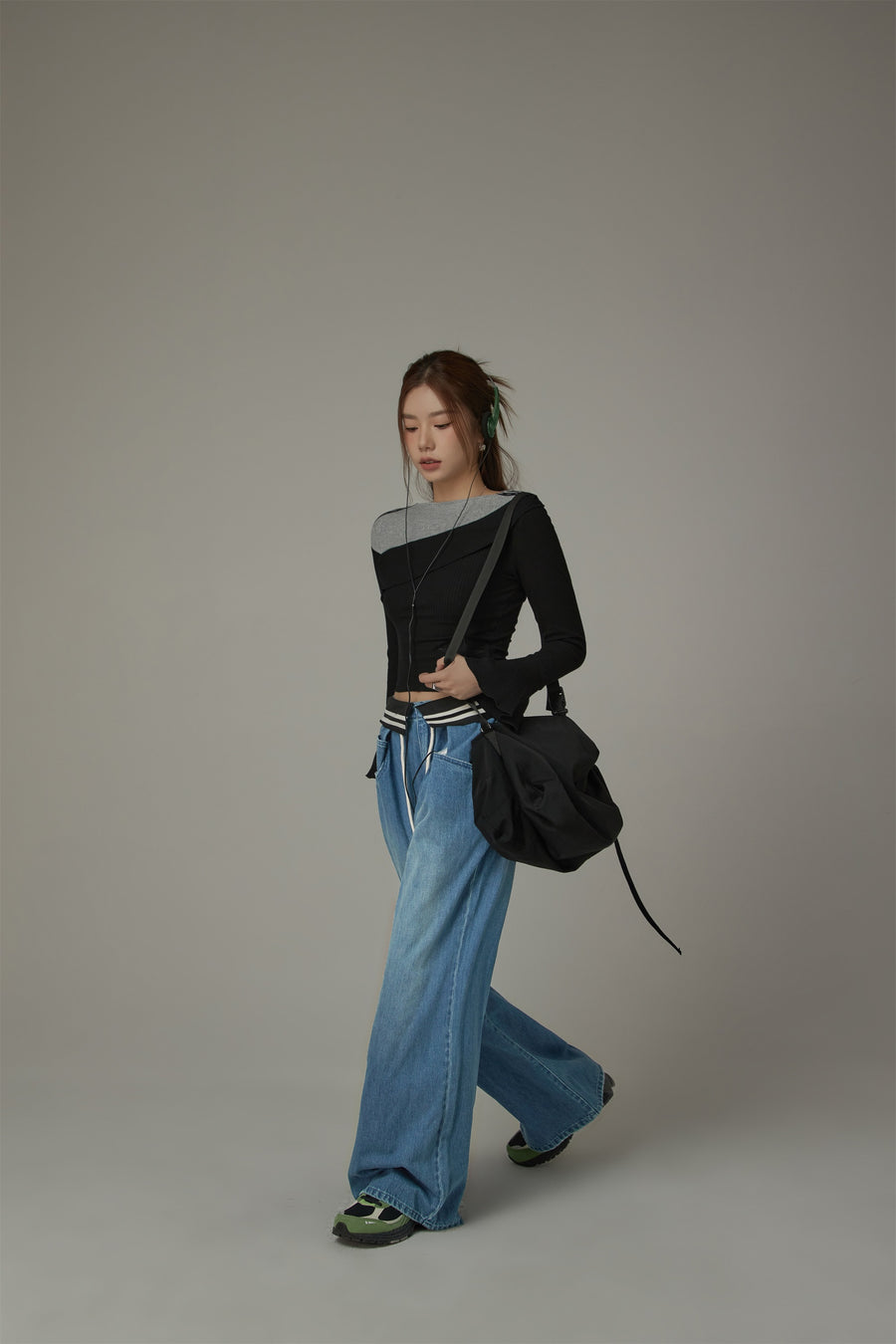 CHUU String Wide Denim Jeans