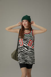 Zebra Sleeveless Loose Fit T-Shirt