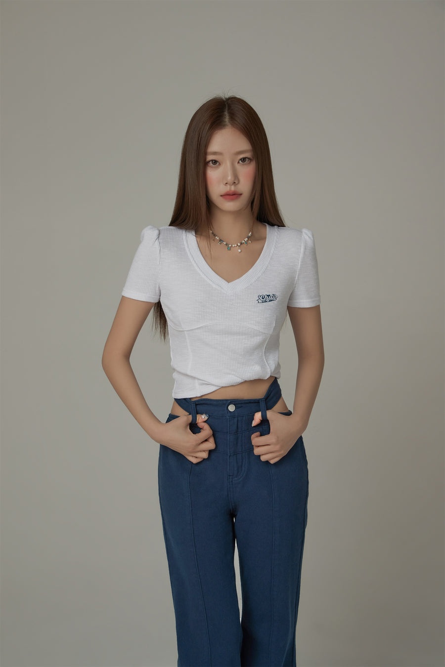 CHUU V-Neck Puff Sleeve T-Shirt