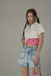 Unbalanced Chuu Baby Cropped Shirt