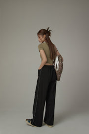 String Wide Slit Pants