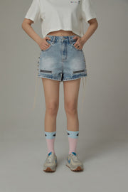 Lace Up Design Denim Shorts