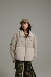 Half Fleece Collar Winter Zip-Up Jacket