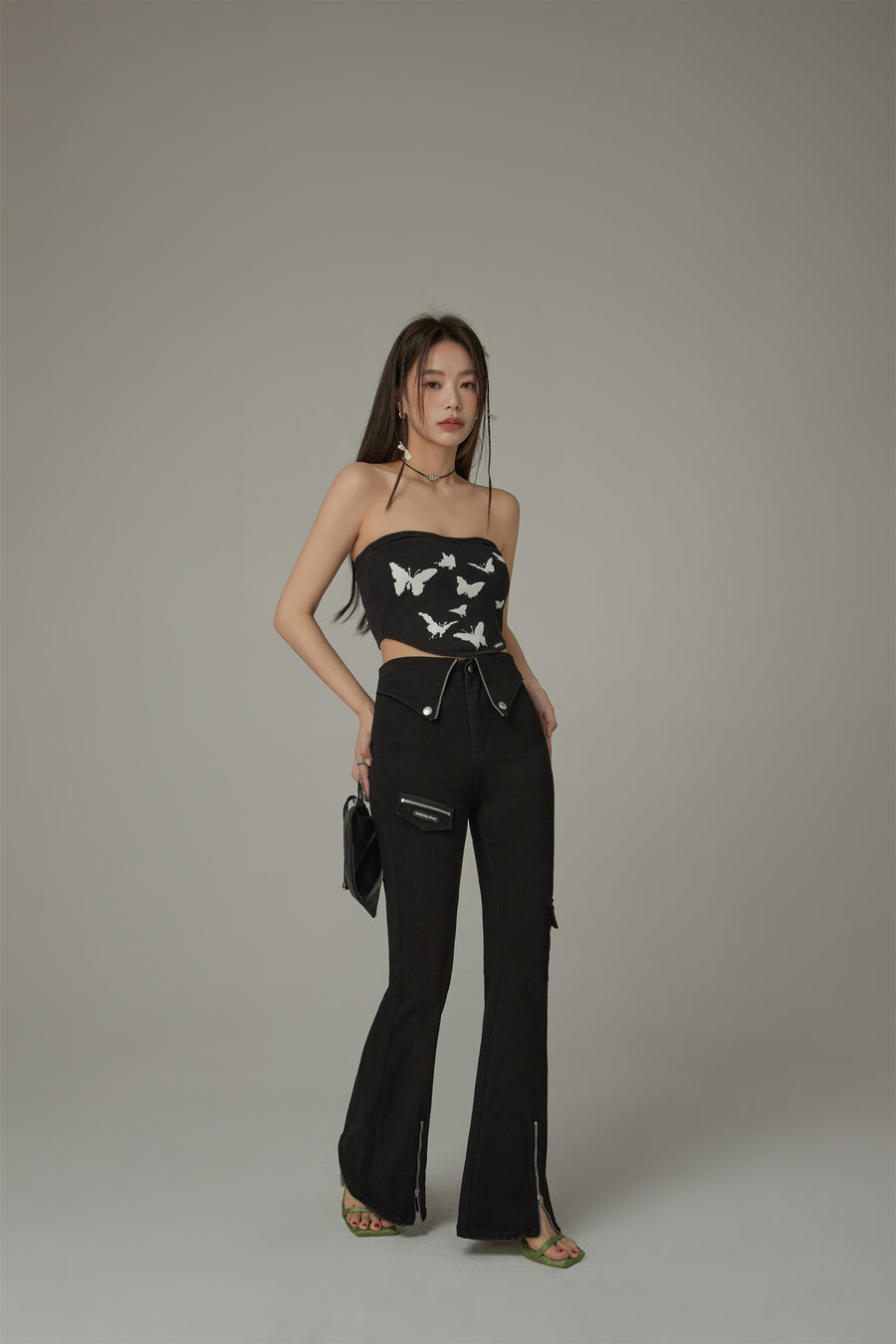 CHUU Butterfly Pattern Slim Tube Top