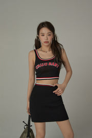 Line Color Sleeveless Crop Top