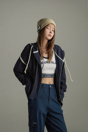 Casual Loose Fit Zip-Up Hoodie