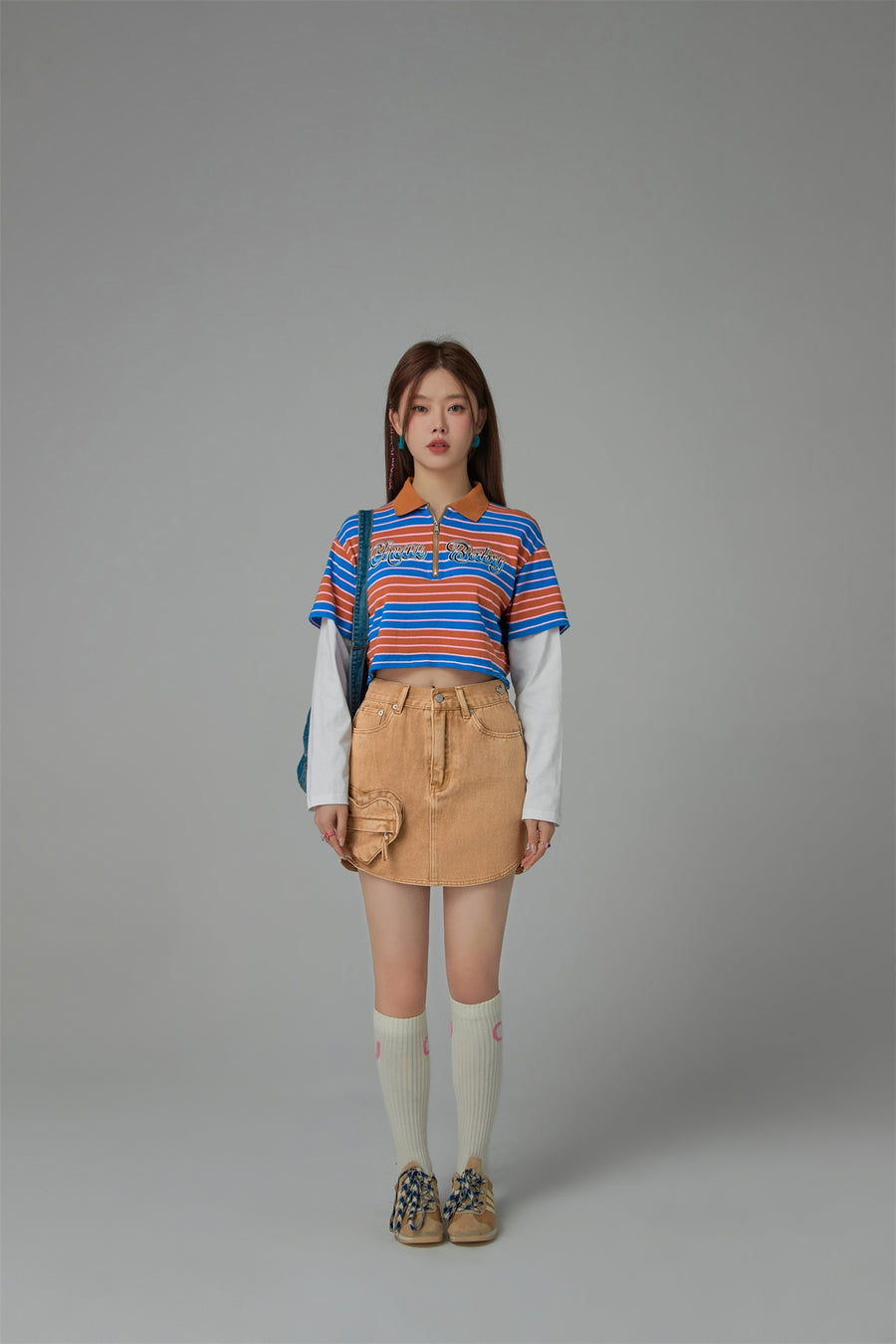 CHUU Only Upwards Color Stripe Crop T-Shirt