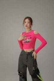 Chuu Circus Off-The-Shoulder Ribbed T-Shirt