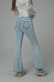 Lace Pockets Bootcut Jeans