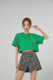 Stitches Lines Loosefit Crop Top